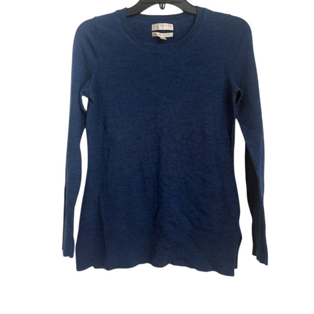 Womens Navy Blue 100% Merino Wool Crewneck Lightweight Sweater Size Medium